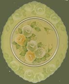 Oval Plate of Green Roses 