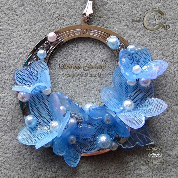 ハンドクラフトフェアinNagoya2019 シュリンクジュエリー講習作品B Shrink Plastic in Jewelry　キャド ユグチ 湯口千恵子作