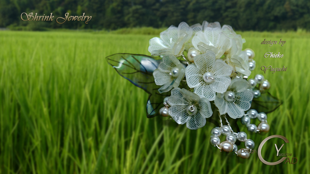 シュリンクジュエリー作品集 InahoJuly219_1K プラバンアクセサリーportfolio　Shrink Plastic in Jewelry キャドユグチ　湯口千恵子の部屋