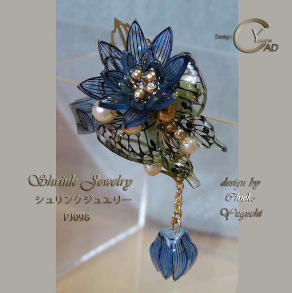 スタンプ&ペイント シュリンクジュエリーPJ098 Shrink Plastic in Jewelry 湯口千恵子作