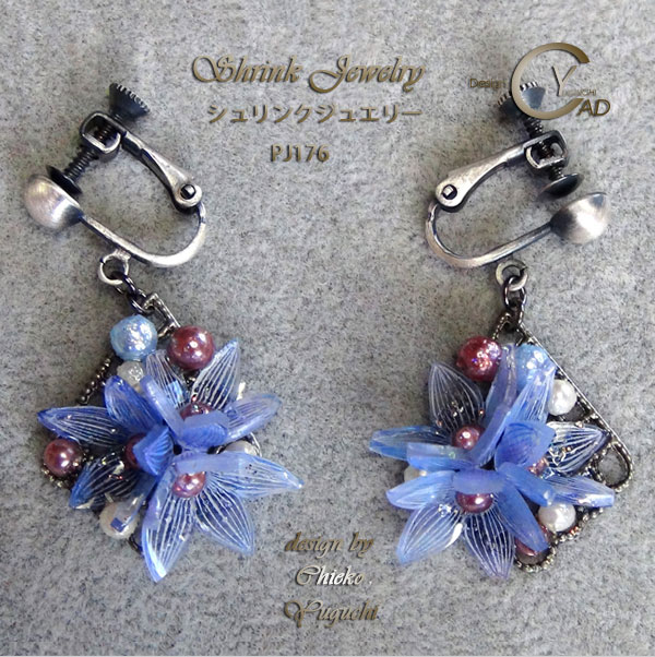 スタンプ&ペイント シュリンクジュエリー作品集 プラバンアクセサリー PJ176A_origin　Shrink Plastic in Jewelry キャドユグチ　湯口千恵子の部屋