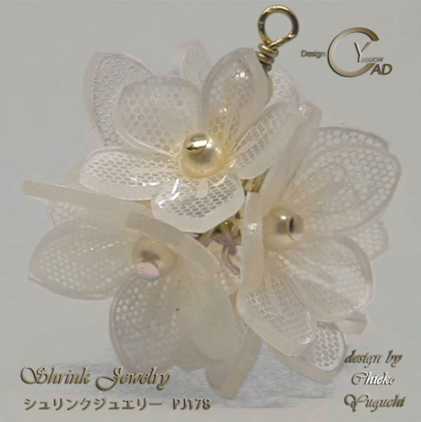 スタンプ&ペイント シュリンクジュエリー作品集 プラバンアクセサリー PJ177A_origin　Shrink Plastic in Jewelry キャドユグチ　湯口千恵子の部屋