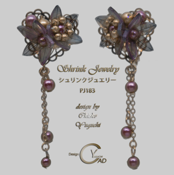 スタンプ&ペイント シュリンクジュエリー作品集 プラバンアクセサリー PJ183B　Shrink Plastic in Jewelry キャドユグチ　湯口千恵子の部屋