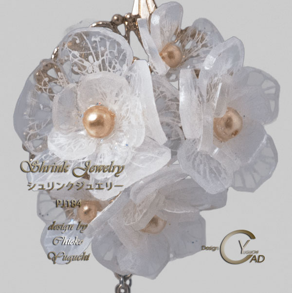 スタンプ&ペイント シュリンクジュエリー作品集 プラバンアクセサリー PJ184W_B　Shrink Plastic in Jewelry キャドユグチ　湯口千恵子の部屋