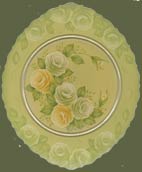 Mat: Blue-Bell ブルーの鈴のマット Oval Plate of Green Roses