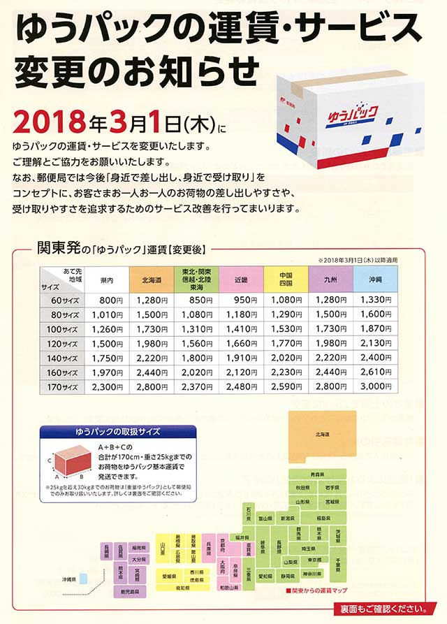 ゆうパック運賃 ゆうパック運賃