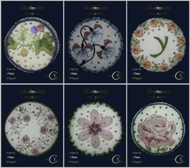 刺繍作品EmbroideryC3x3　ペイント収穫祭2022出店　湯口千恵子のシュリンクジュエリーin東京　キャド ユグチ