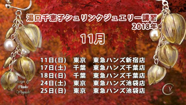 11月のシュリンクジュエリー講習2018 湯口千恵子　キャドユグチ